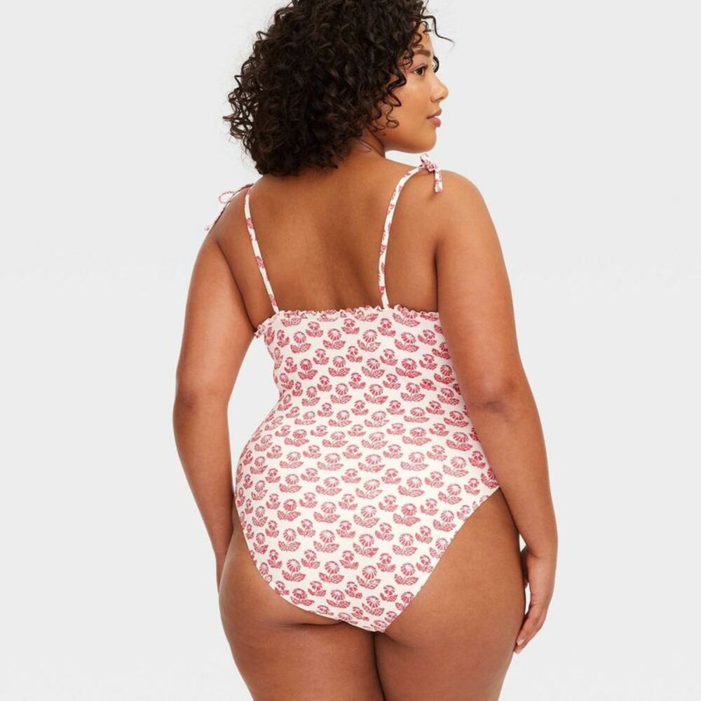 Roller Rabbit - Women's Floral Tie-Shoulder One Piece Swimsuit Red Red - Picture 2 of 4
